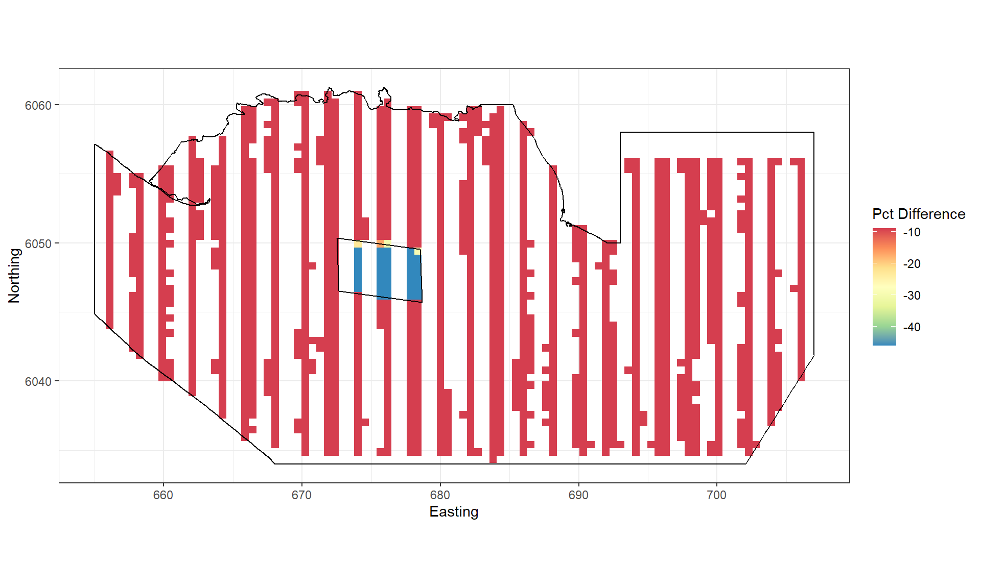 Figure showing the percentage change imposed for each grid cell.